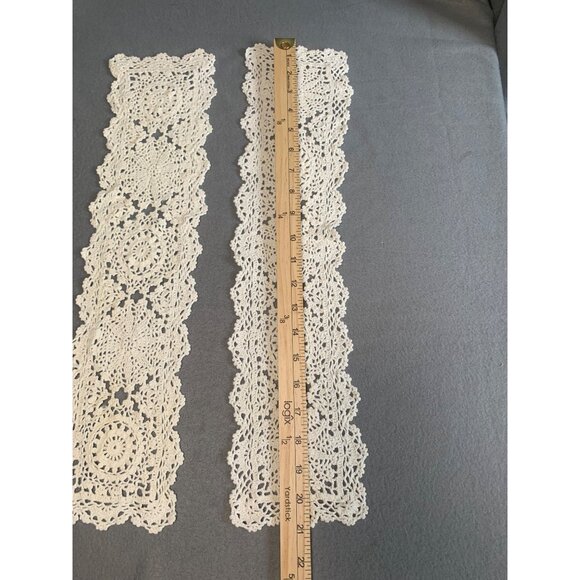 Vintage Handmade Crochet Lace Doilies 5x21 Set of 2 - Picture 4 of 7